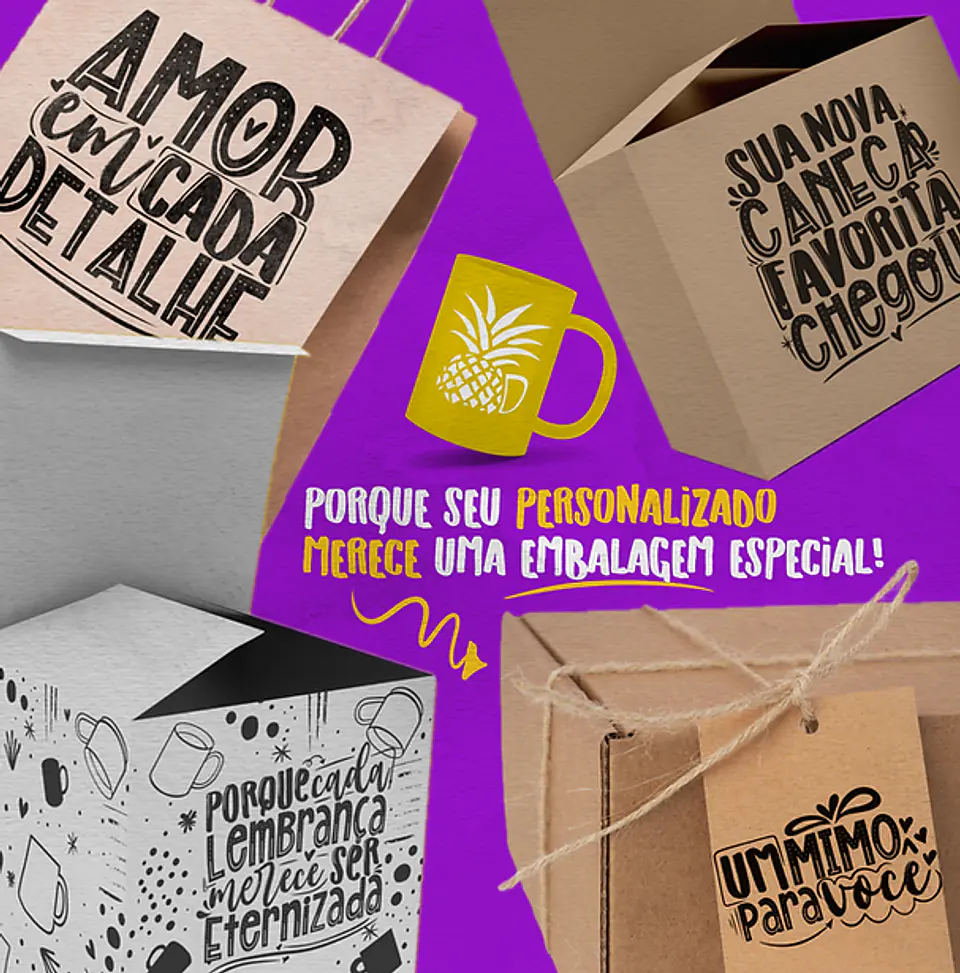 Arte para Embalagem Caixa Caneca em Png  2