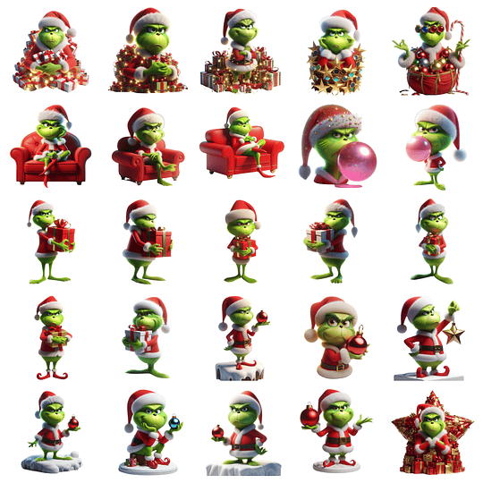 Kit Digital Grinch Natalino Natal 3d Arquivos em Png 