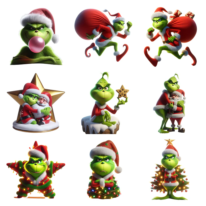 Kit Digital Grinch Natalino Natal 3d Arquivos em Png  3