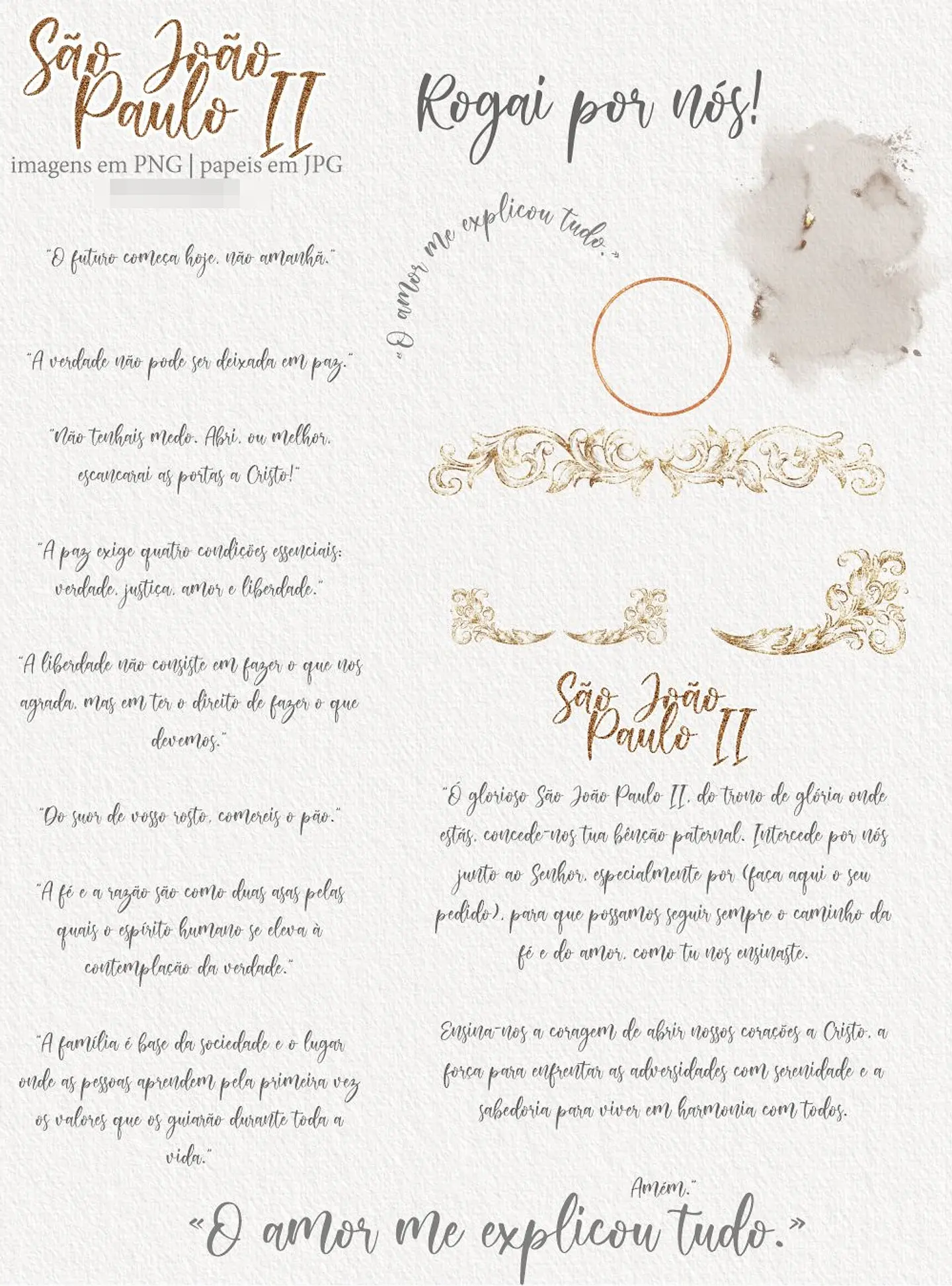 Kit Digital João Paulo II Aquarela Arquivos em Png 3