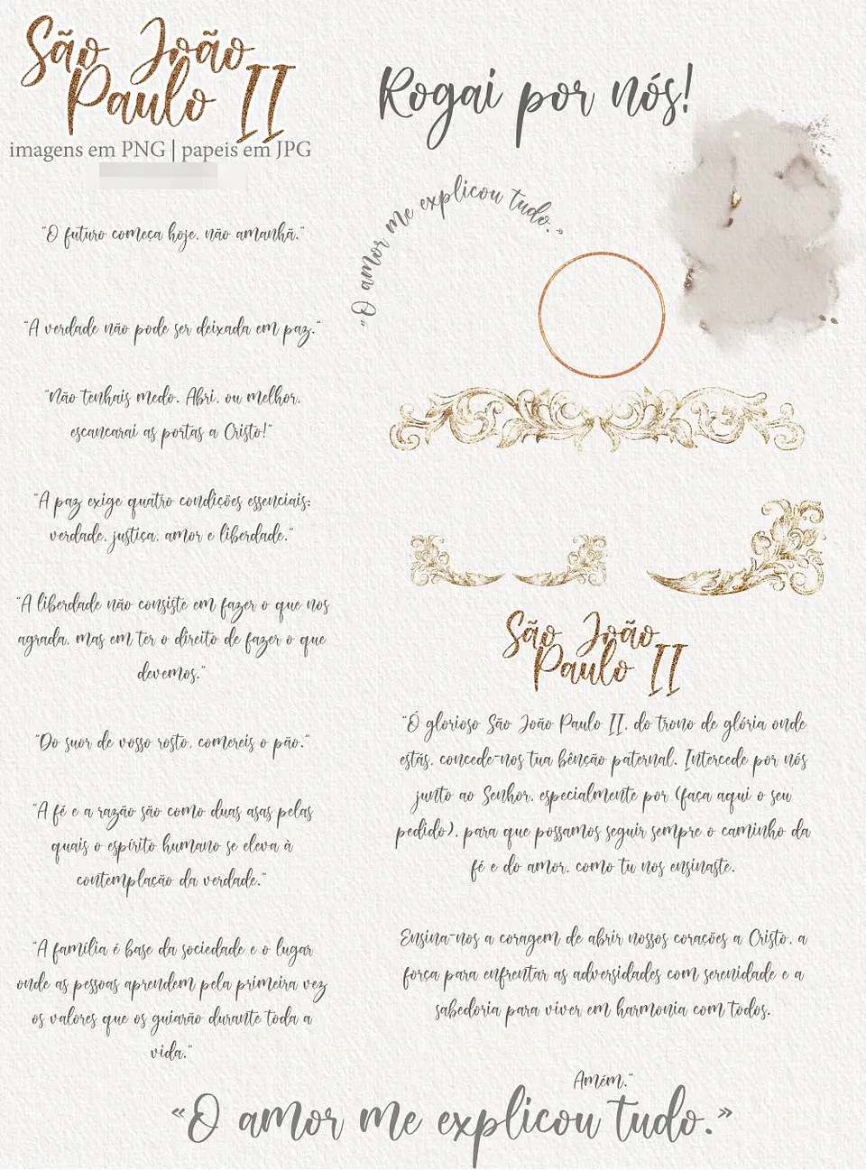Kit Digital João Paulo II Aquarela Arquivos em Png 3