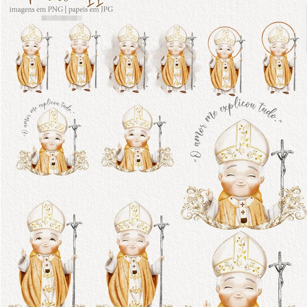 Kit Digital João Paulo II Aquarela Arquivos em Png 2