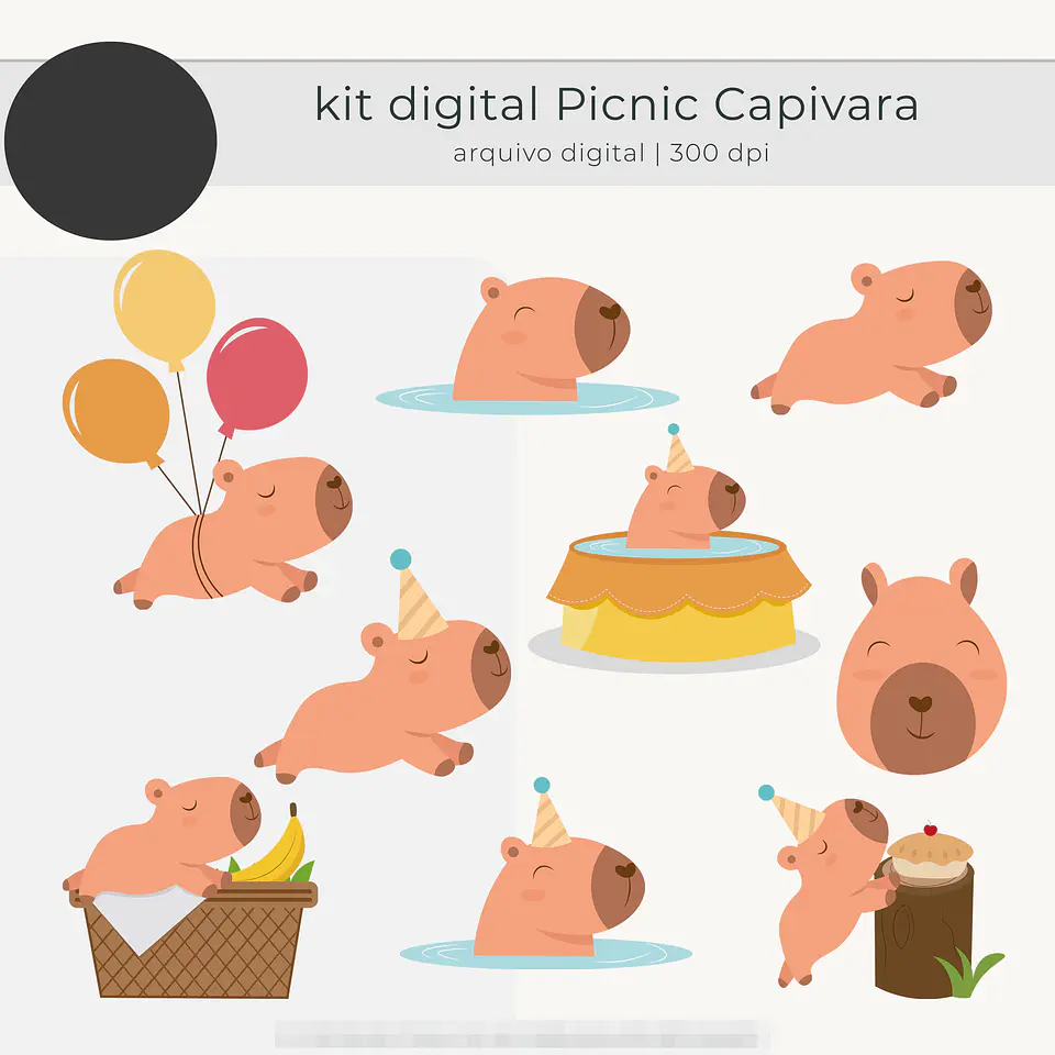 Kit Digital Picnic Capivara Arquivos em Png   3