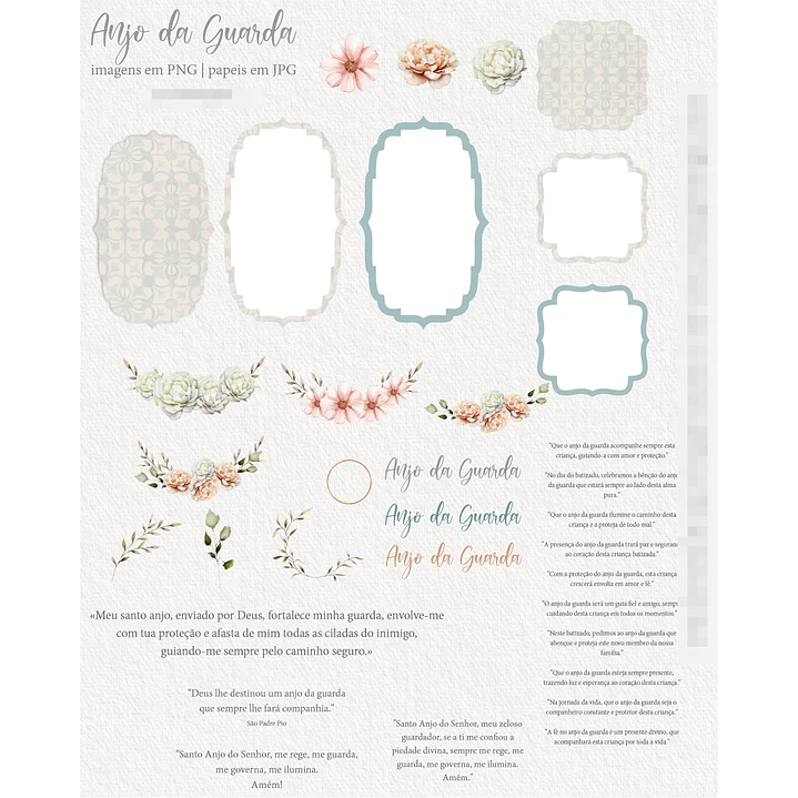 Kit Digital Anjos da Guarda Aquarelado Arquivos em Png 2