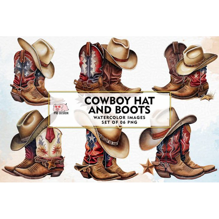 Kit Digital Cowboy Bota Arquivos em Png   1