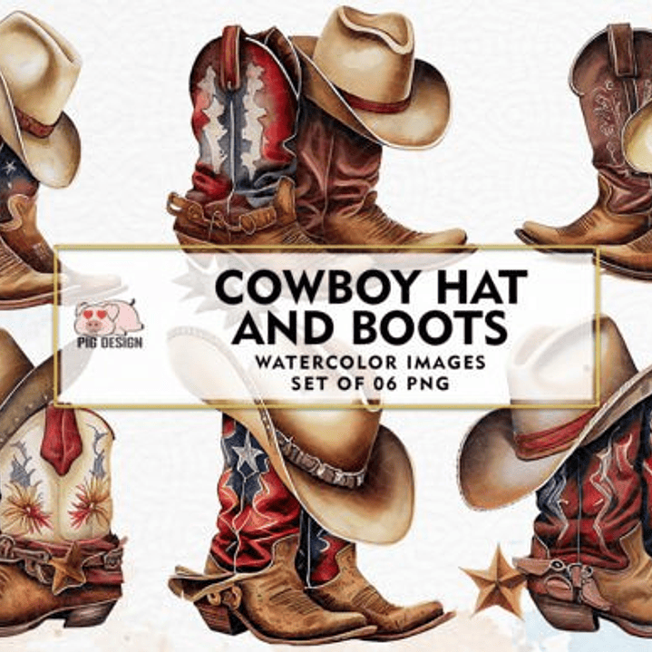 Kit Digital Cowboy Bota Arquivos em Png   1
