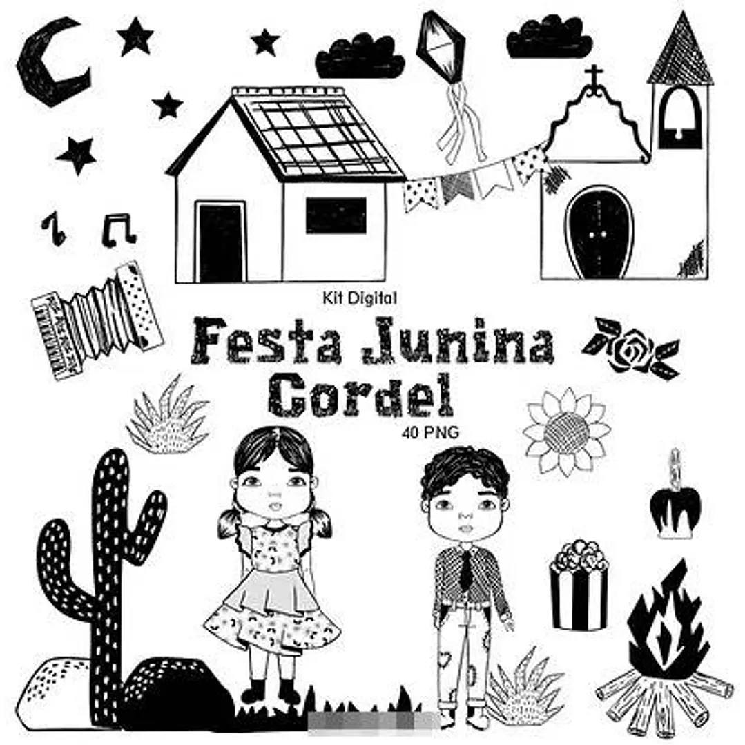 Kit Digital Festa Junina Cordel Nordestino Arquivos em Png   1