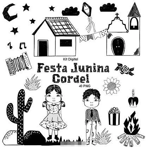 Kit Digital Festa Junina Cordel Nordestino Arquivos em Png  