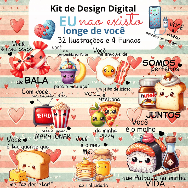 Kit Digital Dia dos Namorados Eu não existo longe de Você Arquivos em Png  1