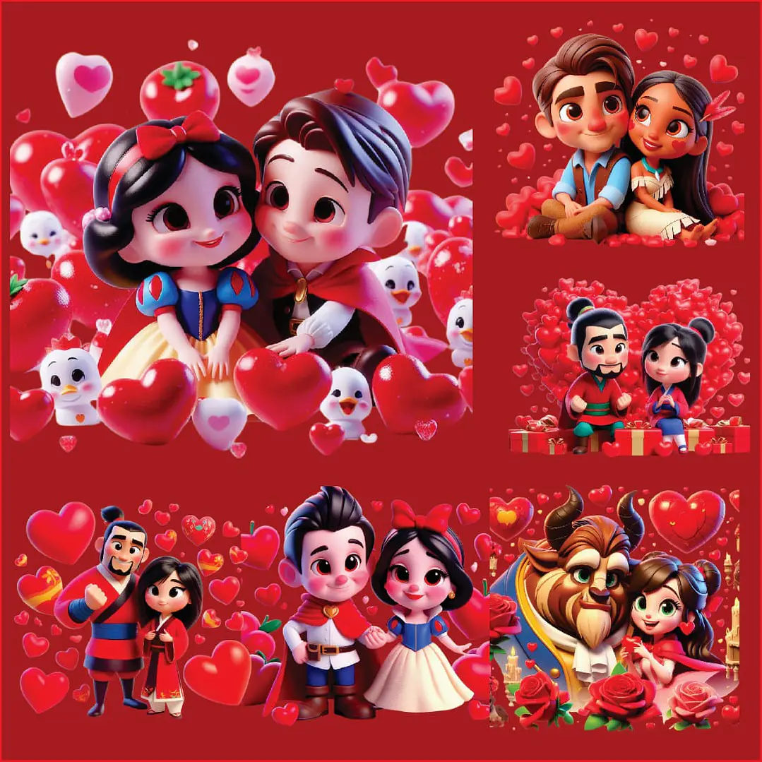 Kit Digital Personagens da Disney Love Arquivos em Png  3
