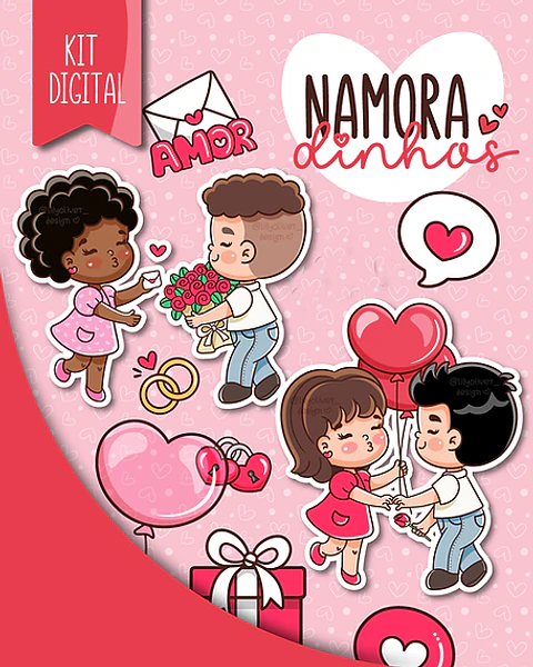 Kit Digital Dia dos Namorados Namoradinhos Arquivos em Png 