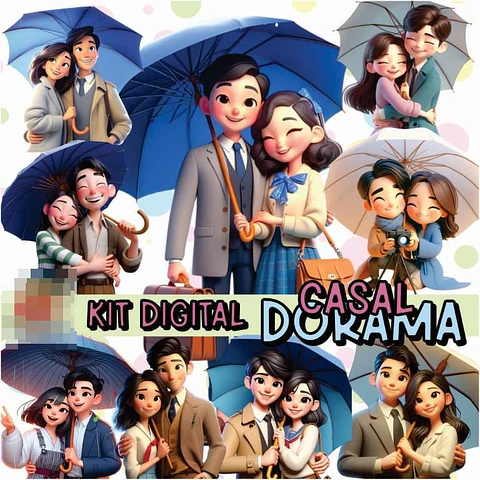 Kit Digital Casal Doramas Dia dos Namorados Arquivos em Png 