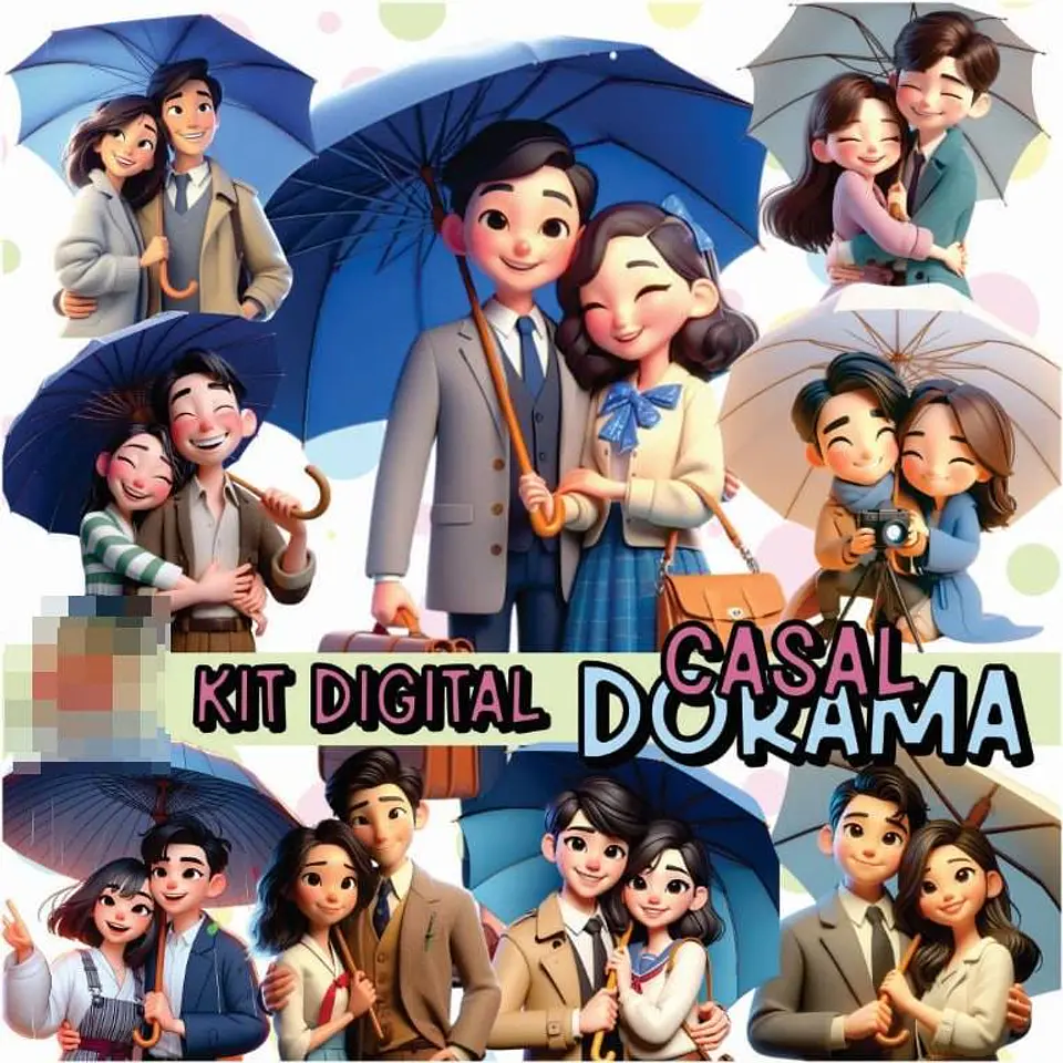Kit Digital Casal Doramas Dia dos Namorados Arquivos em Png  1