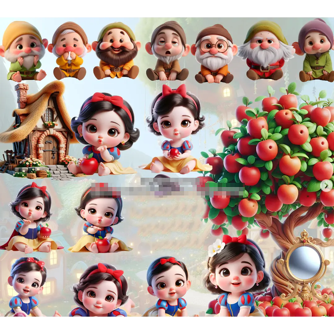 Kit Digital Branca de Neve Cute em Png 1
