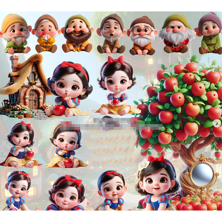 Kit Digital Branca de Neve Cute em Png 1