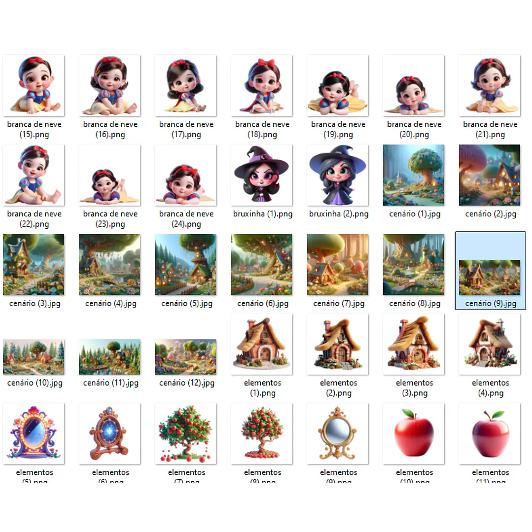 Kit Digital Branca de Neve Cute em Png 3