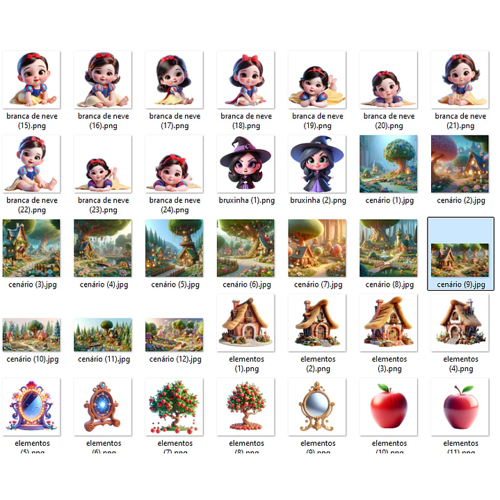 Kit Digital Branca de Neve Cute em Png 3