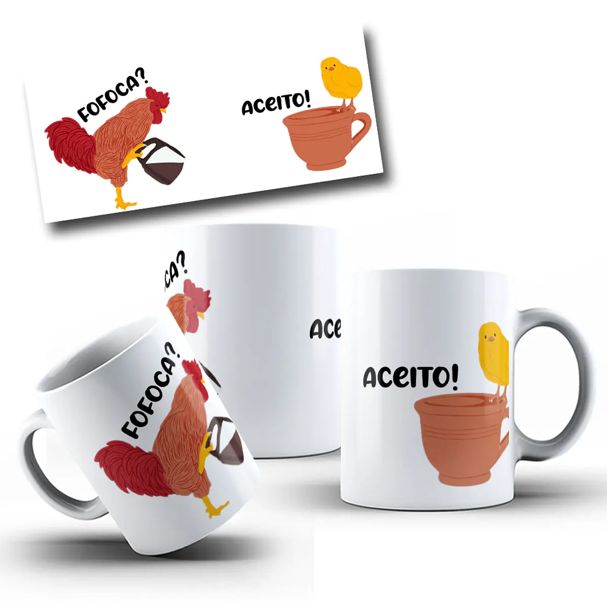 Arte para Caneca Meme Fofoca? Aceito! Arquivo em Jpg