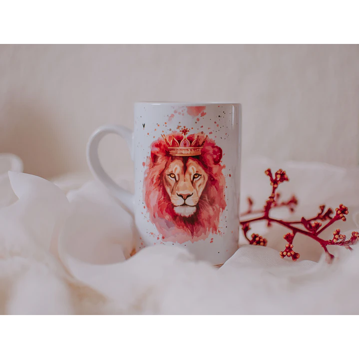 Arte para Caneca Leão de Judá Pink Seja Forte e Corajosa Arquivo em Jpg   1