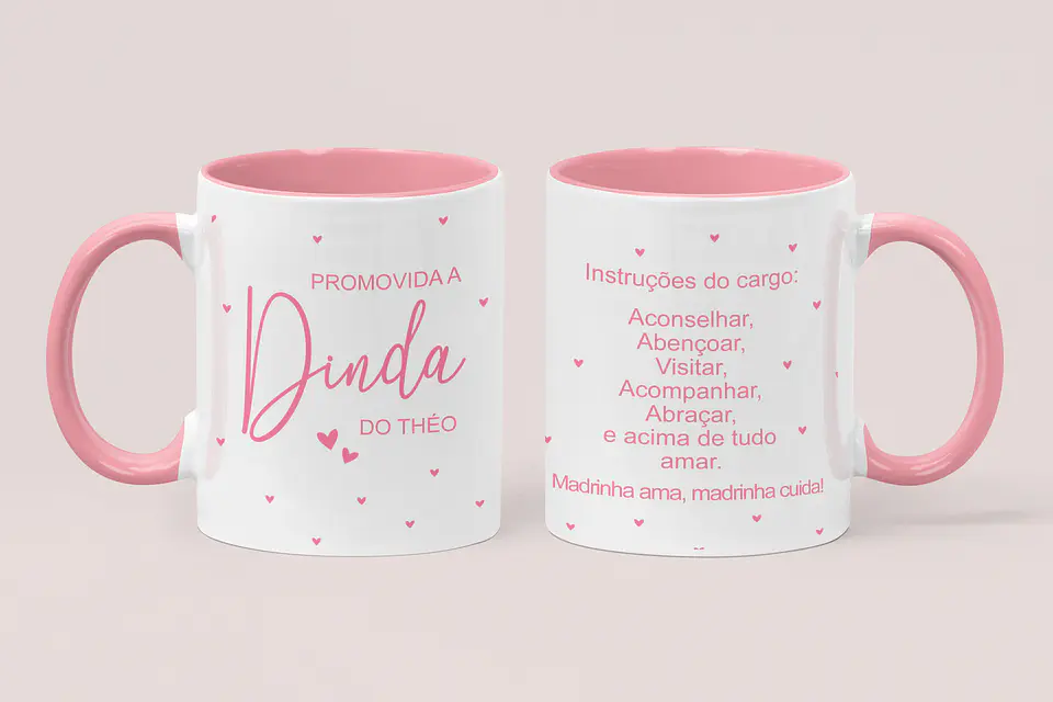 4 Artes para Caneca Promovido a Dindo e Dinda Padrinhos Arquivo em Jpg  3
