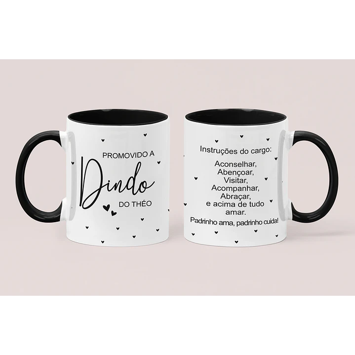 4 Artes para Caneca Promovido a Dindo e Dinda Padrinhos Arquivo em Jpg  4