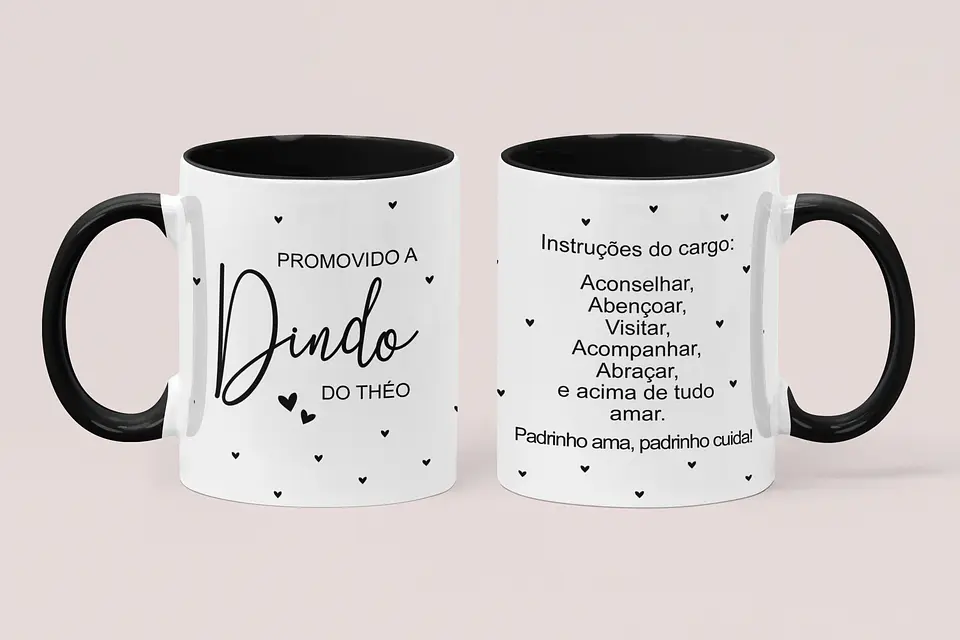 4 Artes para Caneca Promovido a Dindo e Dinda Padrinhos Arquivo em Jpg  4