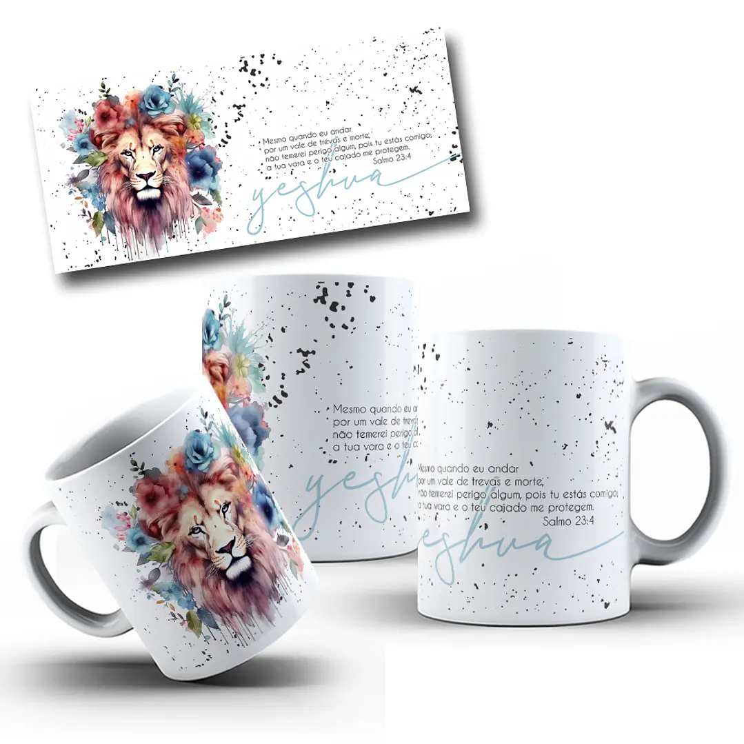5 Artes para Caneca Leão de Judá Yeshua Arquivo Editável 2