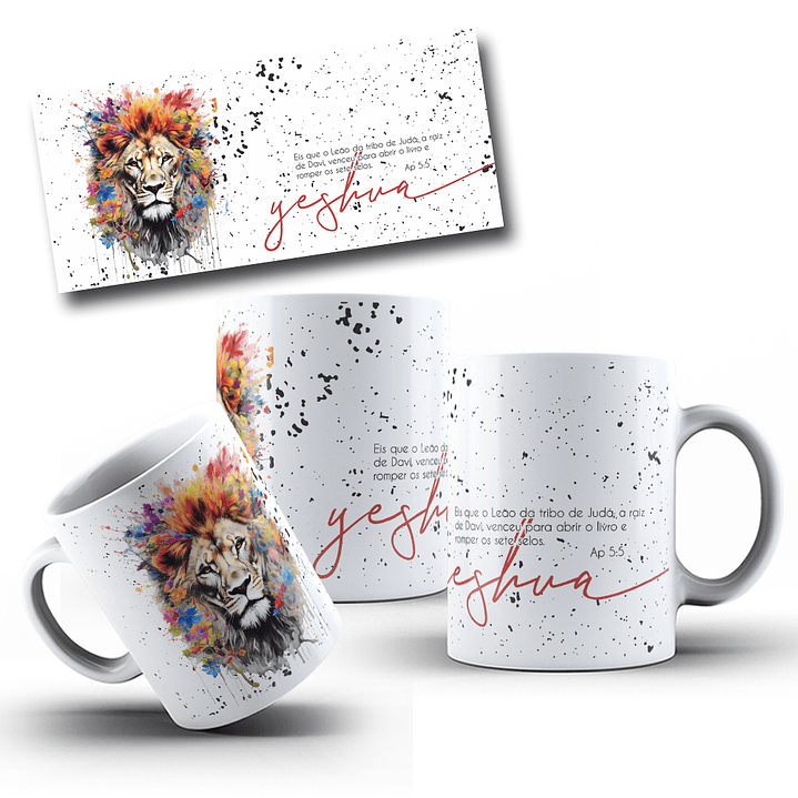 5 Artes para Caneca Leão de Judá Yeshua Arquivo Editável 3