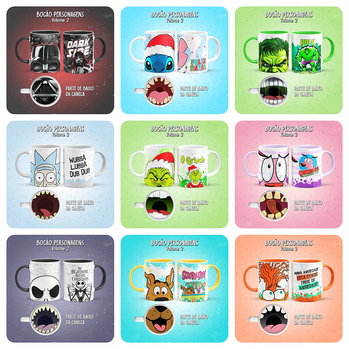 16 Artes para Caneca Personagens Bocão Arquivo em Jpg  1