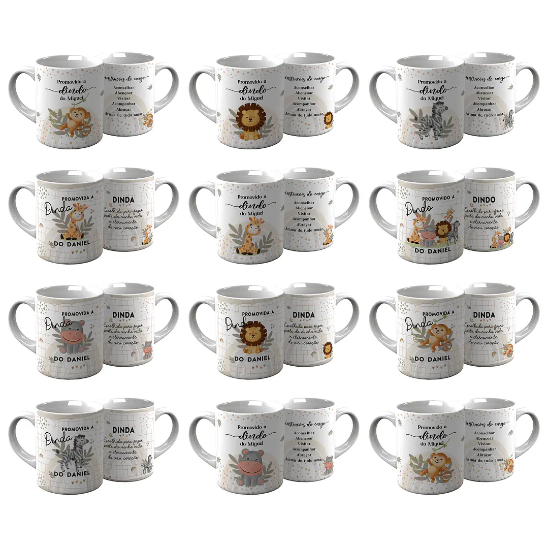 24 Artes para Caneca Dindos Safari Arquivo em Jpg  2