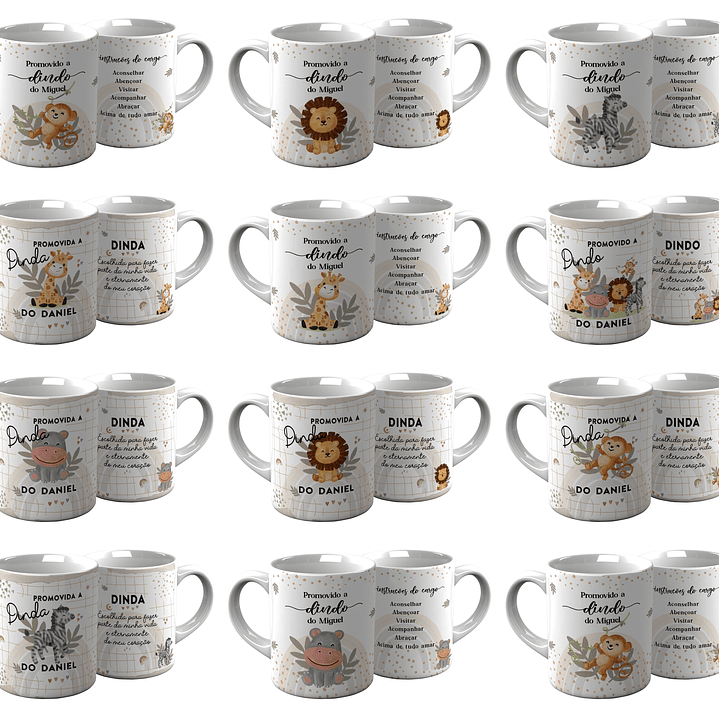 24 Artes para Caneca Dindos Safari Arquivo em Jpg  2