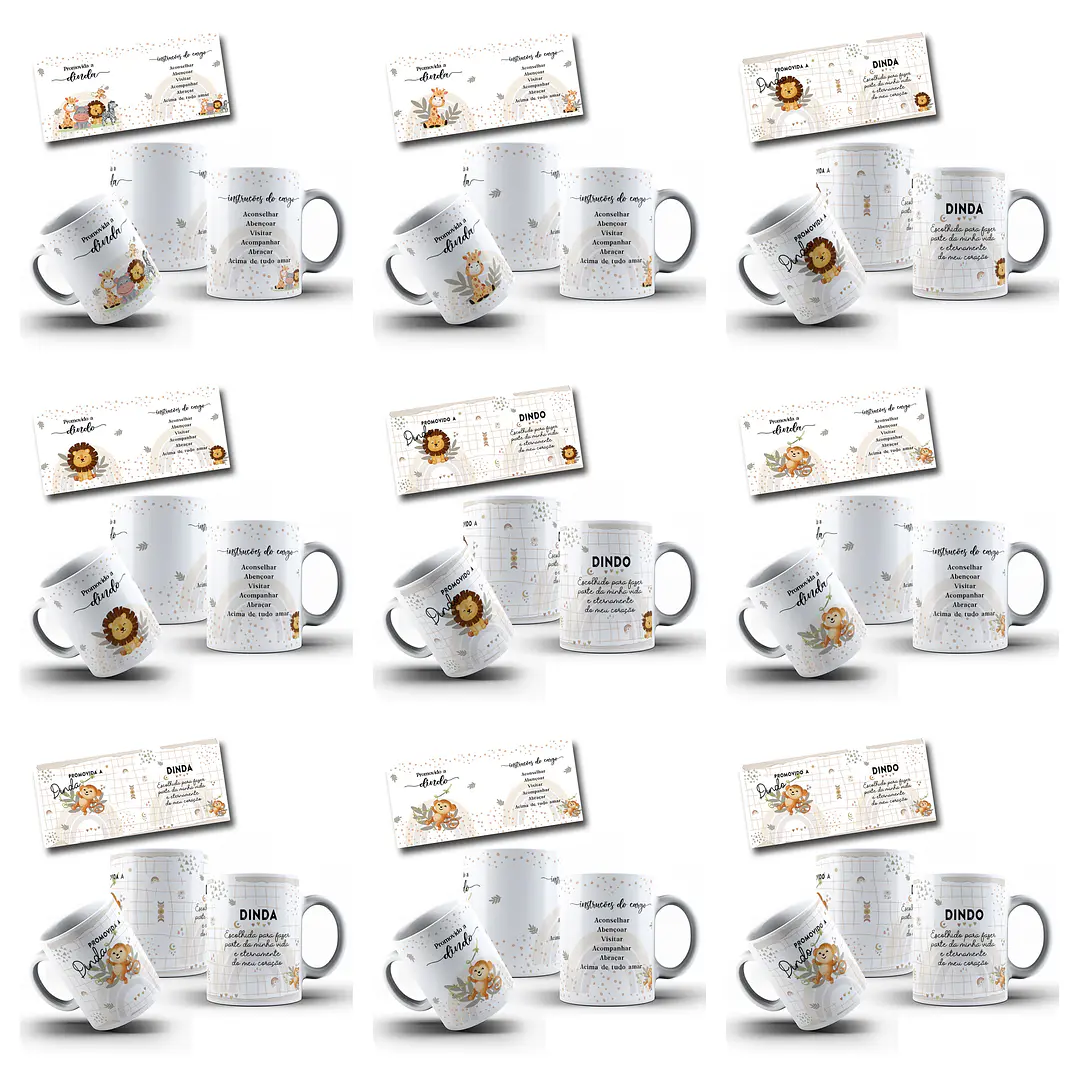 24 Artes para Caneca Dindos Safari Arquivo em Jpg  3