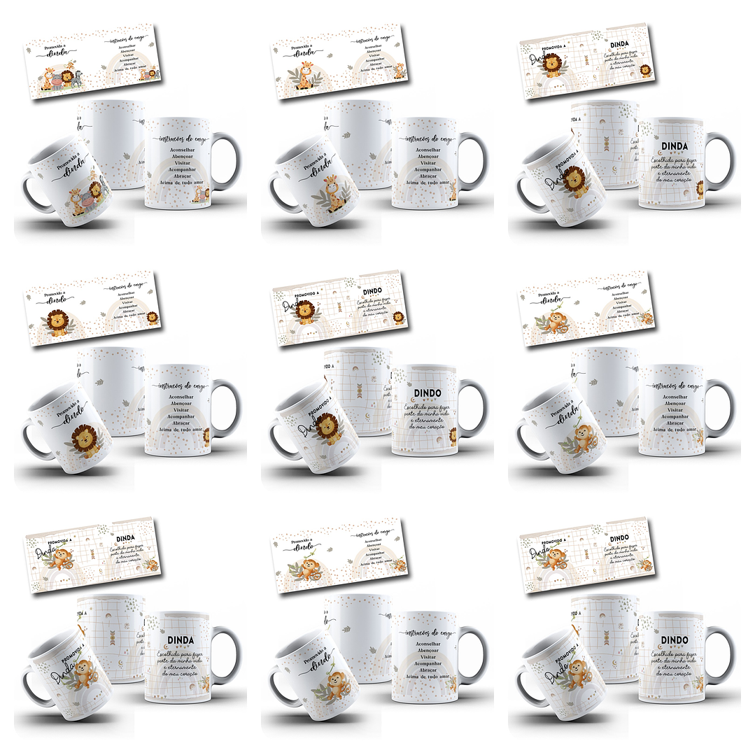 24 Artes para Caneca Dindos Safari Arquivo em Jpg  3