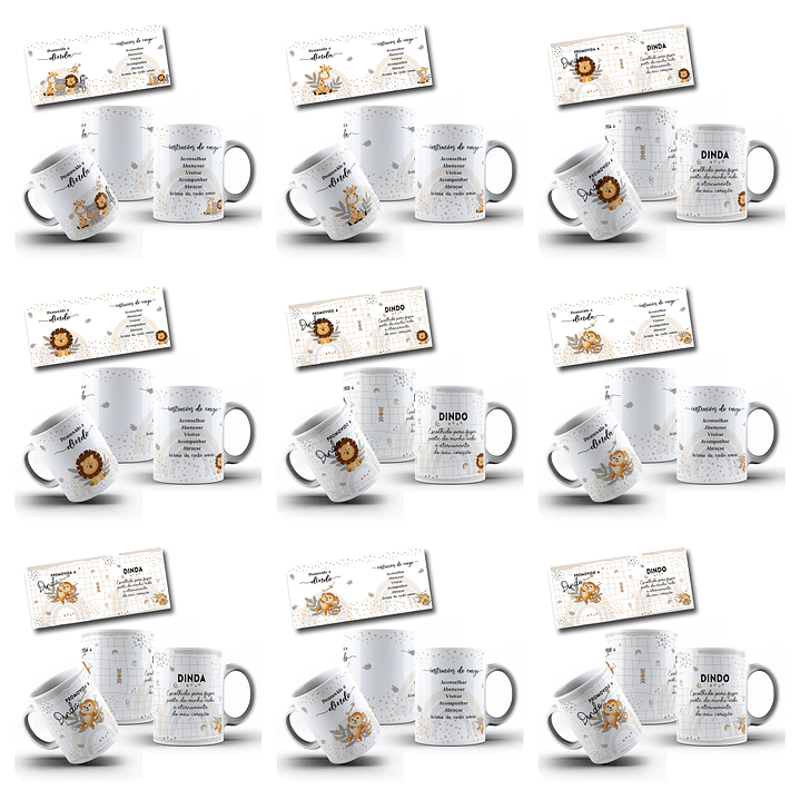 24 Artes para Caneca Dindos Safari Arquivo em Jpg  3