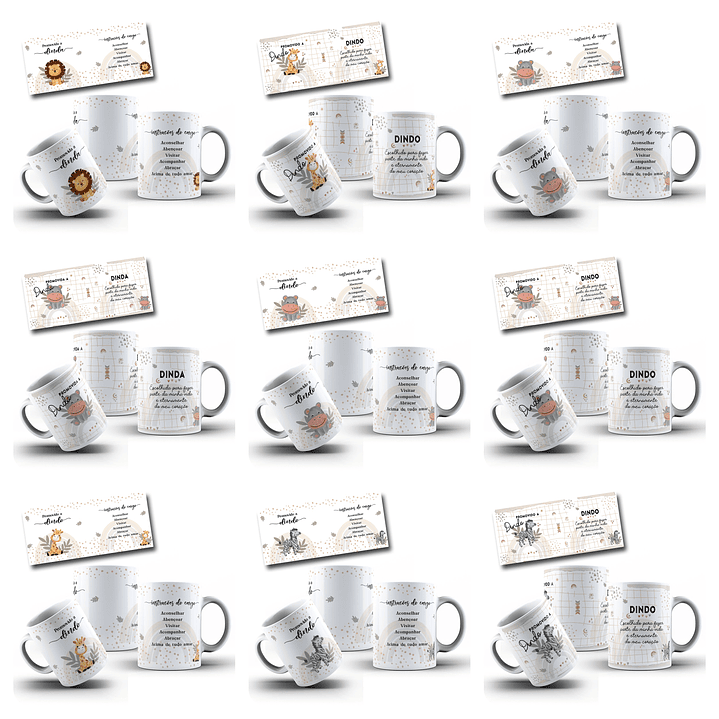 24 Artes para Caneca Dindos Safari Arquivo em Jpg  4