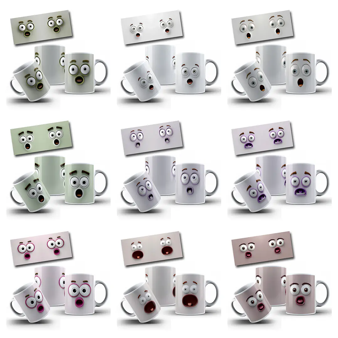 29 Artes para Caneca Carinhas 3D Arquivo em Jpg 2