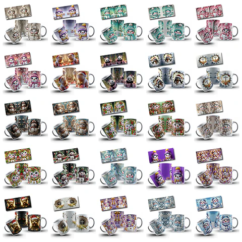 198 Artes para Caneca Natal 3d Arquivo em Jpg
