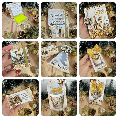 Arquivos de Corte Mimos Prontos Natal Dourado em Pdf  