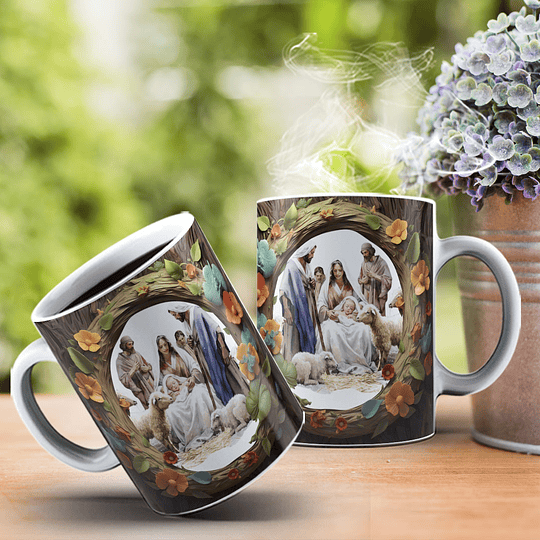 6 Artes para Caneca Presépio 3D Natal Arquivo em Jpg  