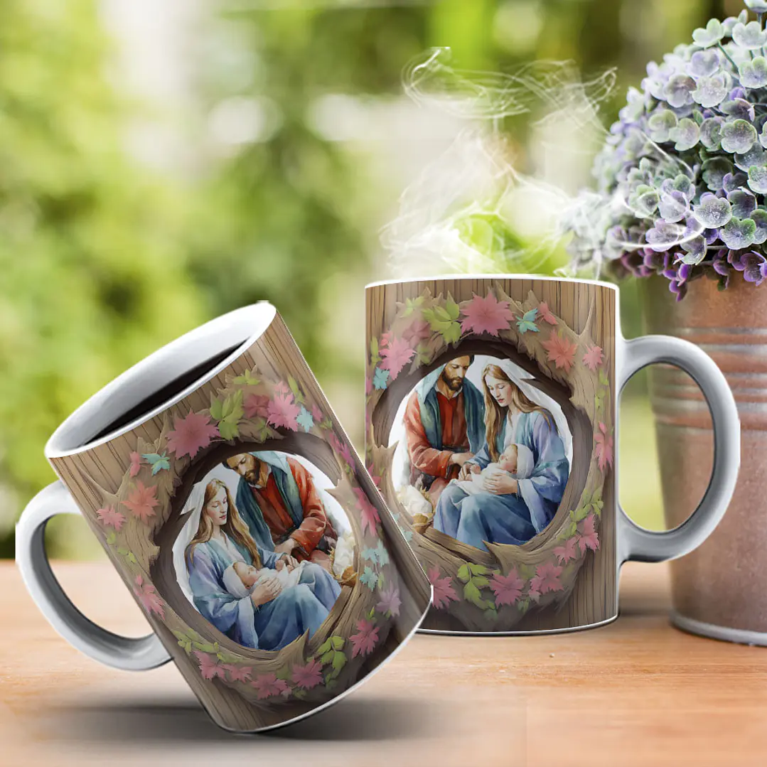 6 Artes para Caneca Presépio 3D Natal Arquivo em Jpg   3