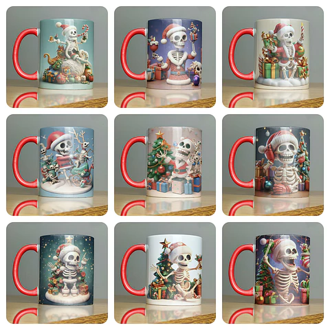 10 Artes para Caneca Caveira Natal Arquivo em Jpg