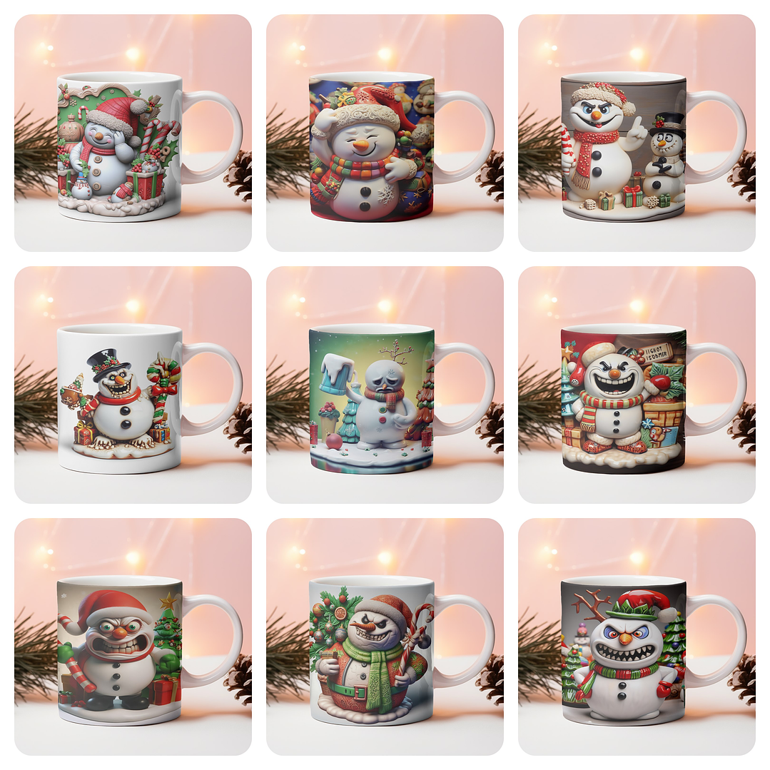 10 Artes para Caneca Boneco de Neve Terror Natal Arquivo em Jpg  1