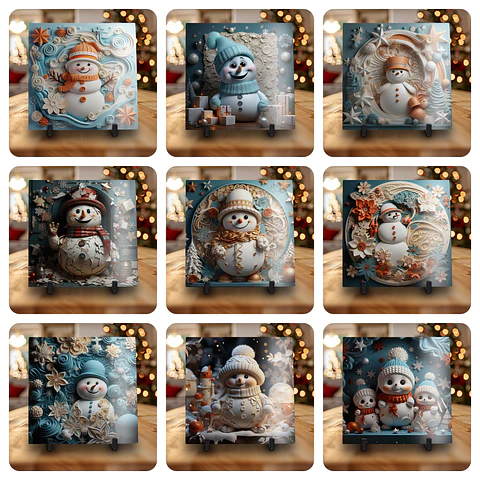 12 Artes para Azulejo Boneco de Neve Arquivo em Jpg