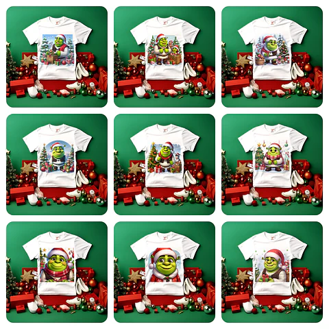 10 Artes para Camisa Natal Shrek Arquivo em Jpg