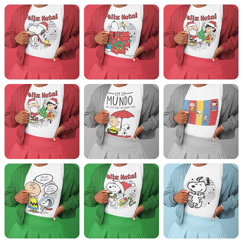 15 Artes para Camisa Natal Snoopy Arquivo Editável 