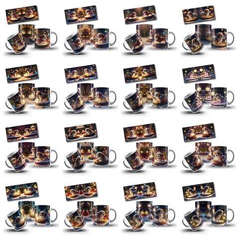16 Artes para Caneca Cachorrinho Natal Arquivo em Png