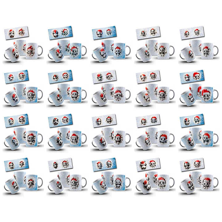 24 Artes para Caneca Panda Natal 3D Arquivo em Jpg 1