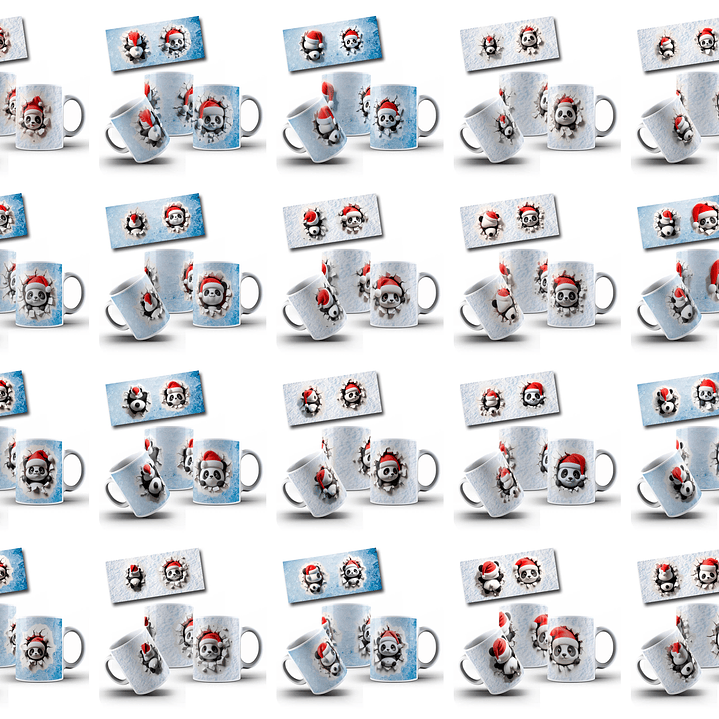 24 Artes para Caneca Panda Natal 3D Arquivo em Jpg 1