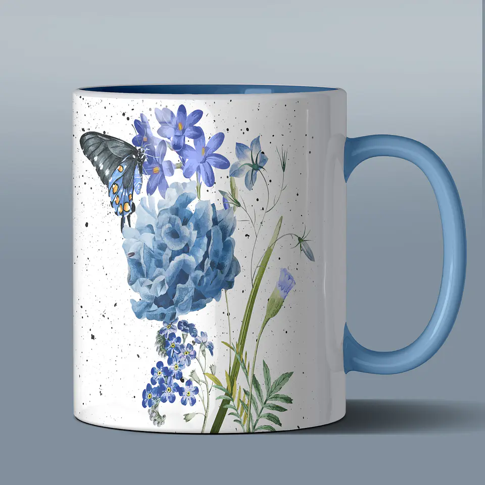 26 Artes para Caneca Alfabeto Flores Azul Arquivo Editável 2