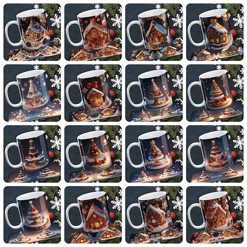 120 Artes para Caneca Natal 3D  Arquivo em Jpg 